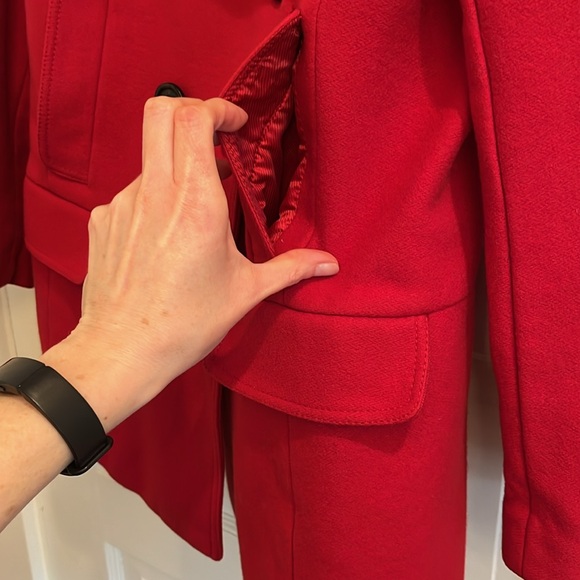 Banana Republic Wool Petite size Large Red Pea Coat - Picture 6 of 13
